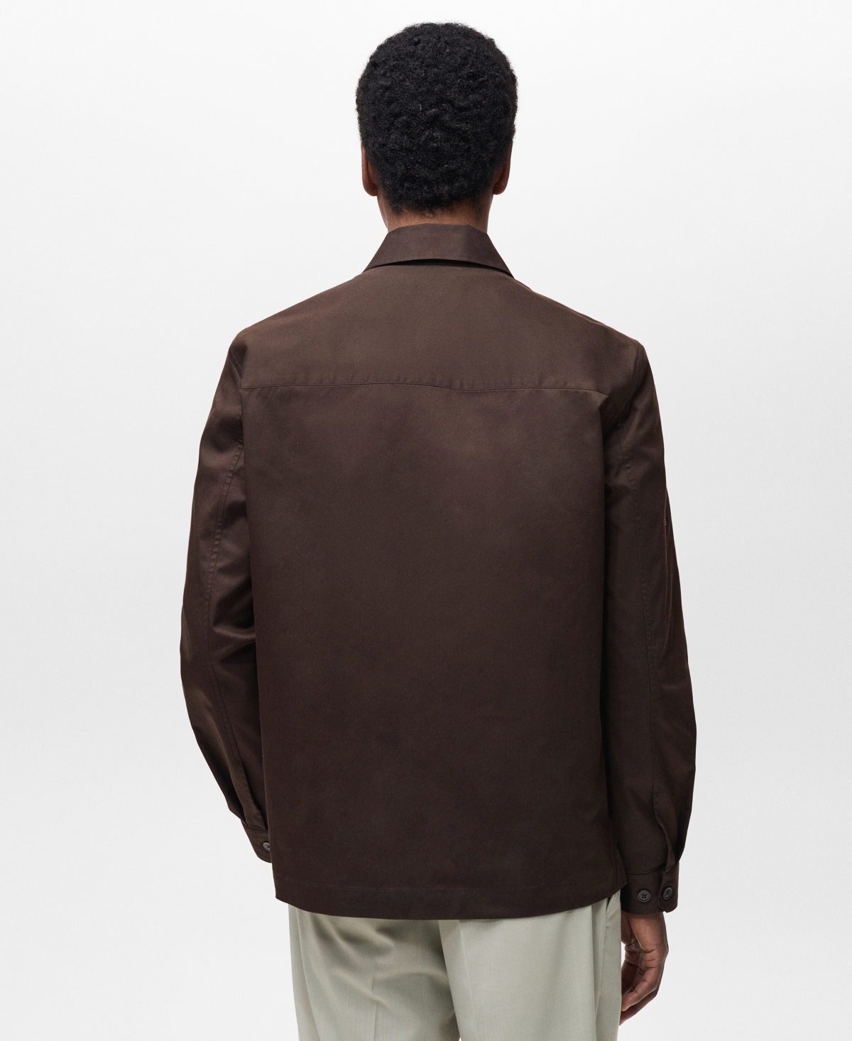 Mango Regular Fit Cotton Blend Button-up Overshirt In Chocolate