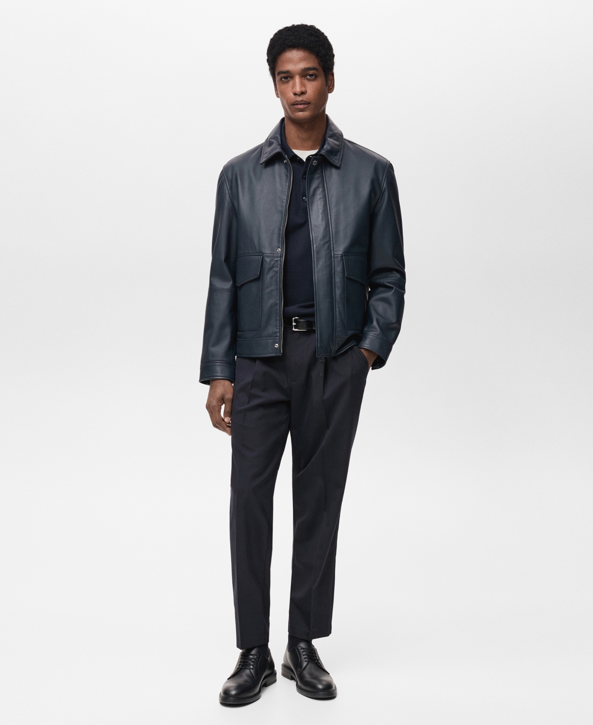 Mango Slim Fit Pants In Night Blue