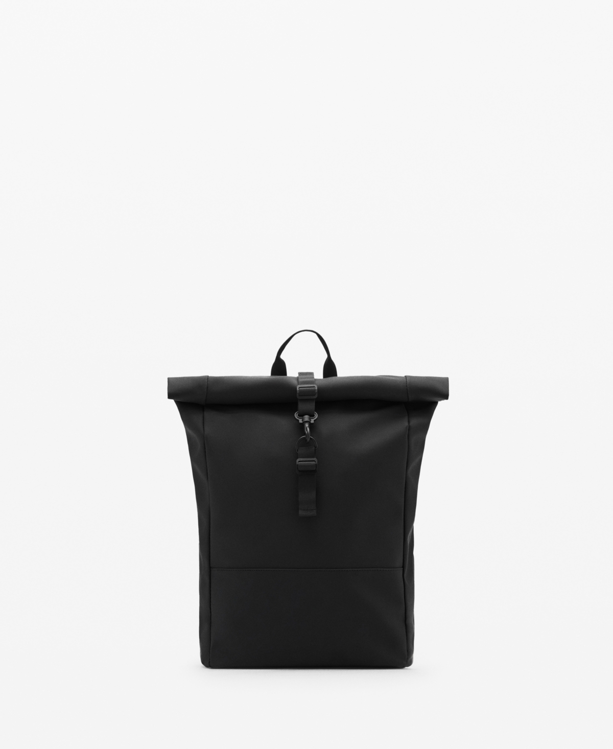 Men's Flap Closure Rubberized Backpack - Black