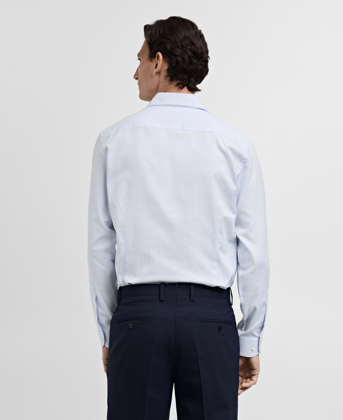 Mango Slim Fit Stripe Button-up Shirt With Contrast Collar In Sky Blue