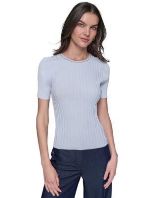 KARL LAGERFELD PARIS - Women's Ribbed Chain-Neck Top