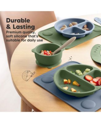 2-Pack Prep Silicone Placemats for Toddlers, Kids, Non Slip Suction Dining Table Baby Placemat, Easy to Clean