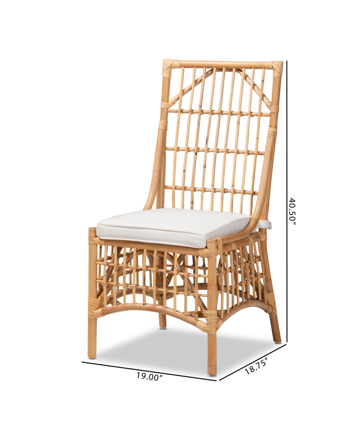 Bali & Pari 19" Upholstered And Rattan Rose Modern Bohemian Dining Chair In White,natural Brown