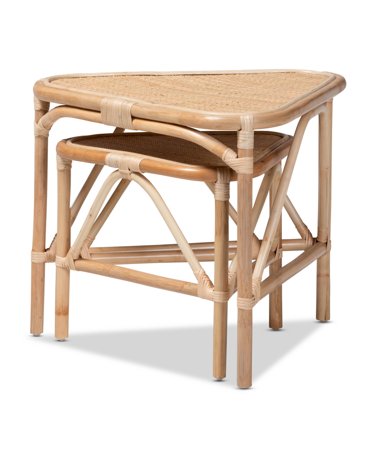 Bali & Pari 2-pc. Finished Rattan Jayden Modern Bohemian End Table Set In Natural Brown