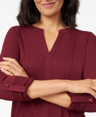 Women's Pintuck Pleat Henley Top