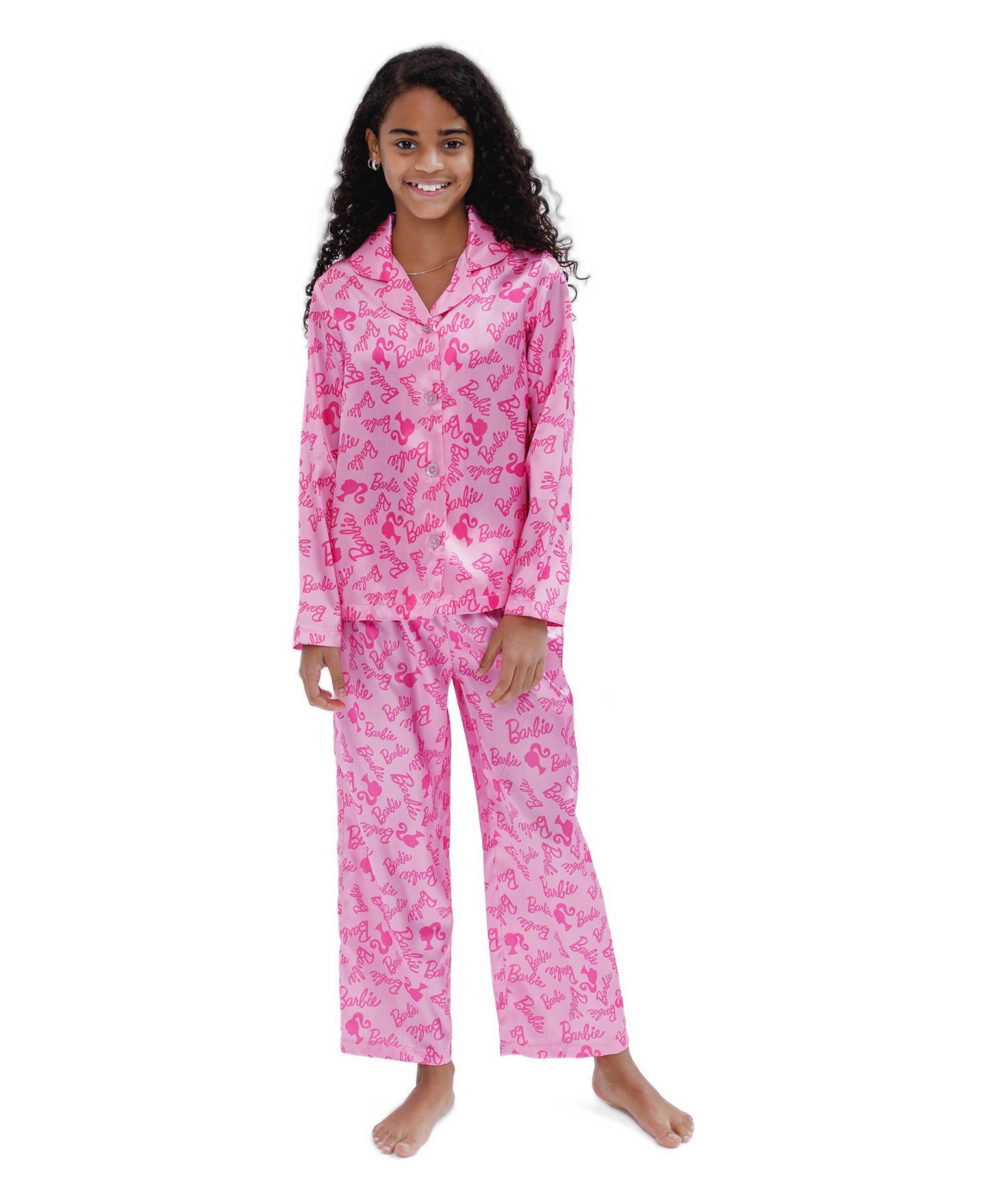 Barbie Girls' 2-Piece Pajama Shirt and Pants Set, цвет: Светлый розовый — фото 2