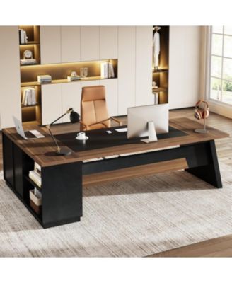 L-Shaped Executive Desk, 78" Modern Office Desk with Drawers and Lateral File Cabinet, Large Computer Desk, Workstation for Home Office