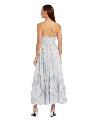 Women's Floral Cotton Ruffle Strapless Gown