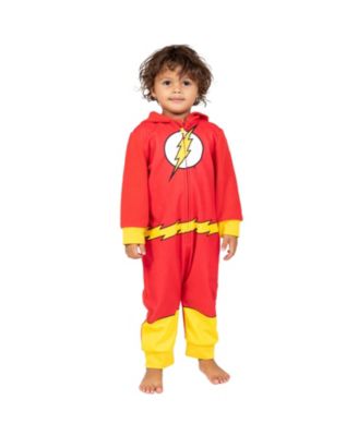 Toddler Boys DC Comics Zip Up Pajama Coverall Cape and Mask 3 Piece Costume Set