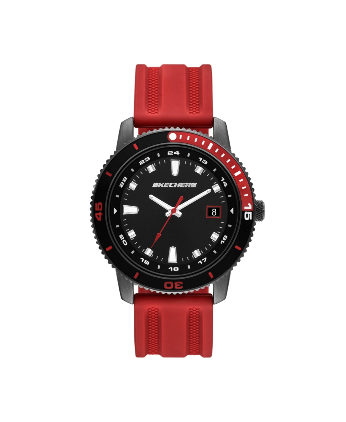 Men's Lachman Three-Hand Date, Black Alloy Watch - Red