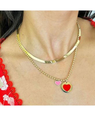 Bubblegum Pink Heart Charm 14K Gold 14 millimeters