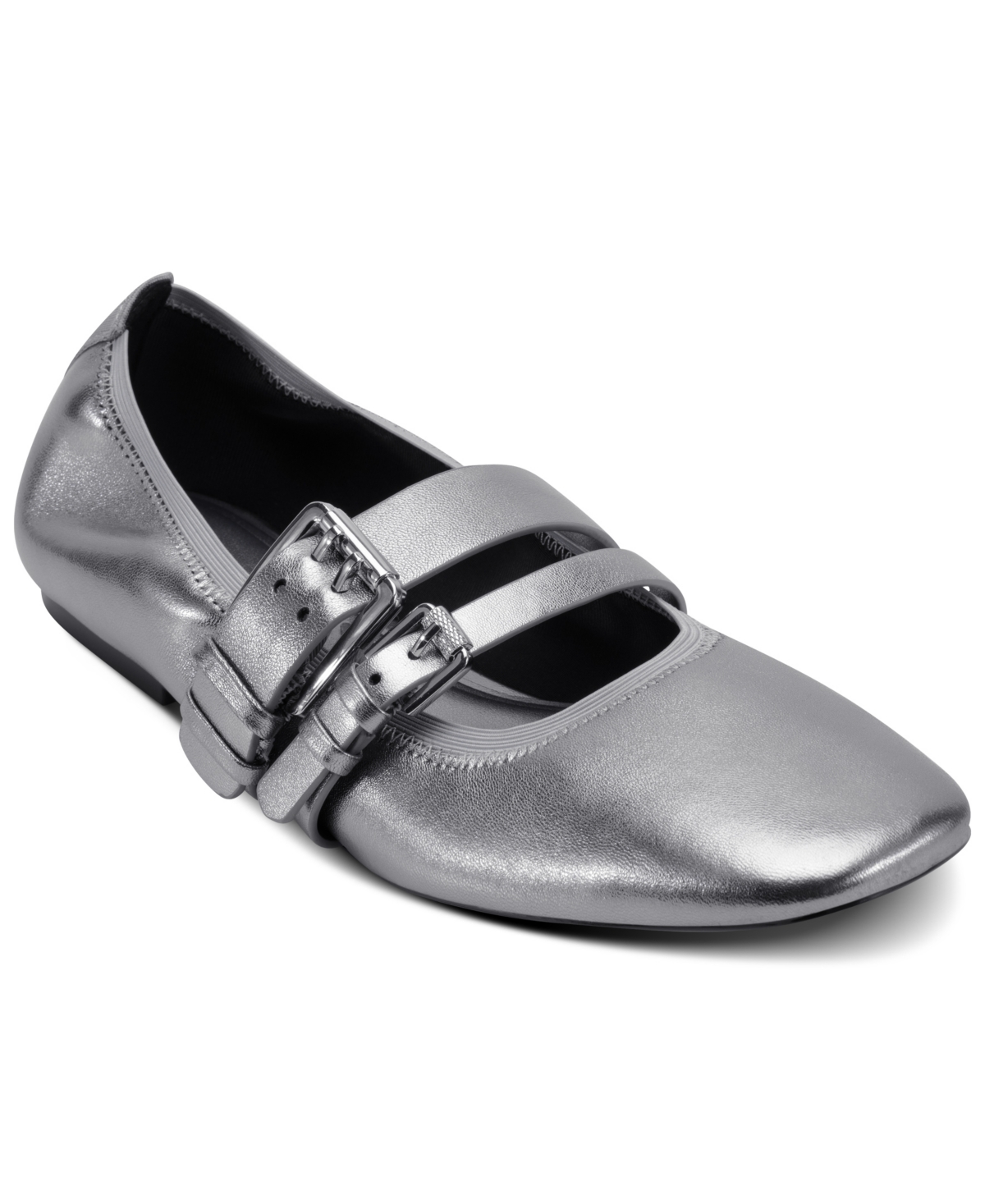 Dkny Dade Buckle Strap Ballet Flat In Nickel