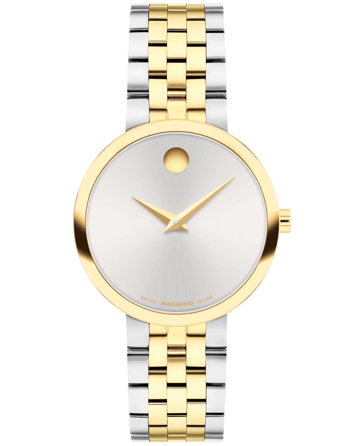 Женские классические швейцарские кварцевые часы Museum из нержавеющей стали светло-желтого цвета с PVD-покрытием, 29,5 мм