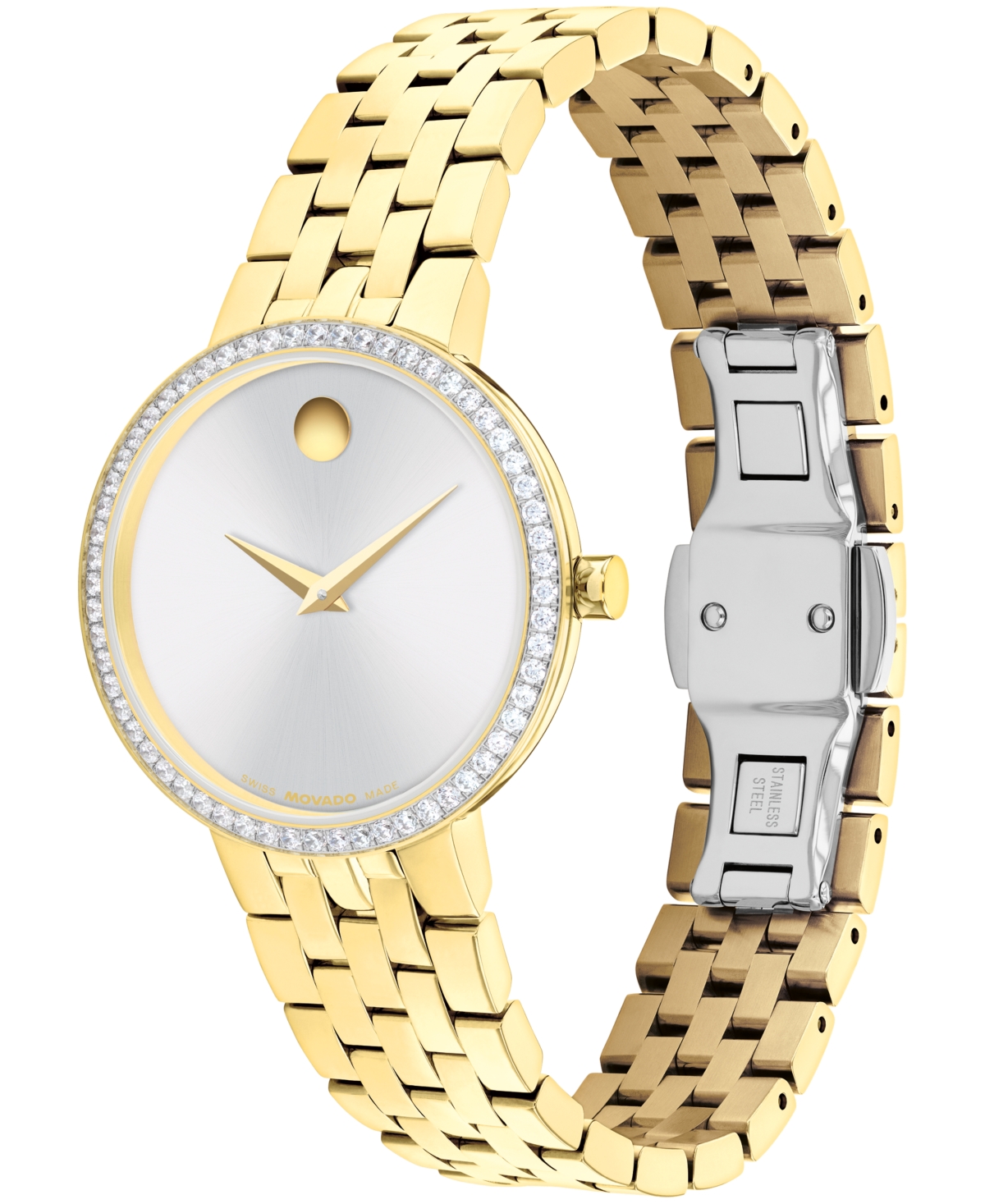Movado Women's Museum Classic Lab Grown Diamond Swiss Quartz Light Yellow Pvd Watch, 29.5mm In Gold-tone