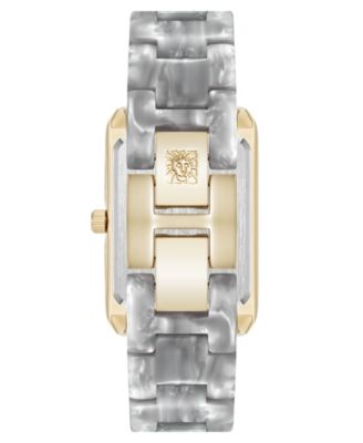 Women's Quartz Delicate Rectangular Light Gray Acetate Bracelet Watch, 26mm