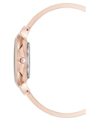 Women's Quartz Charming Floral Rose Gold-Tone Metal Alloy Watch Set, 32mm