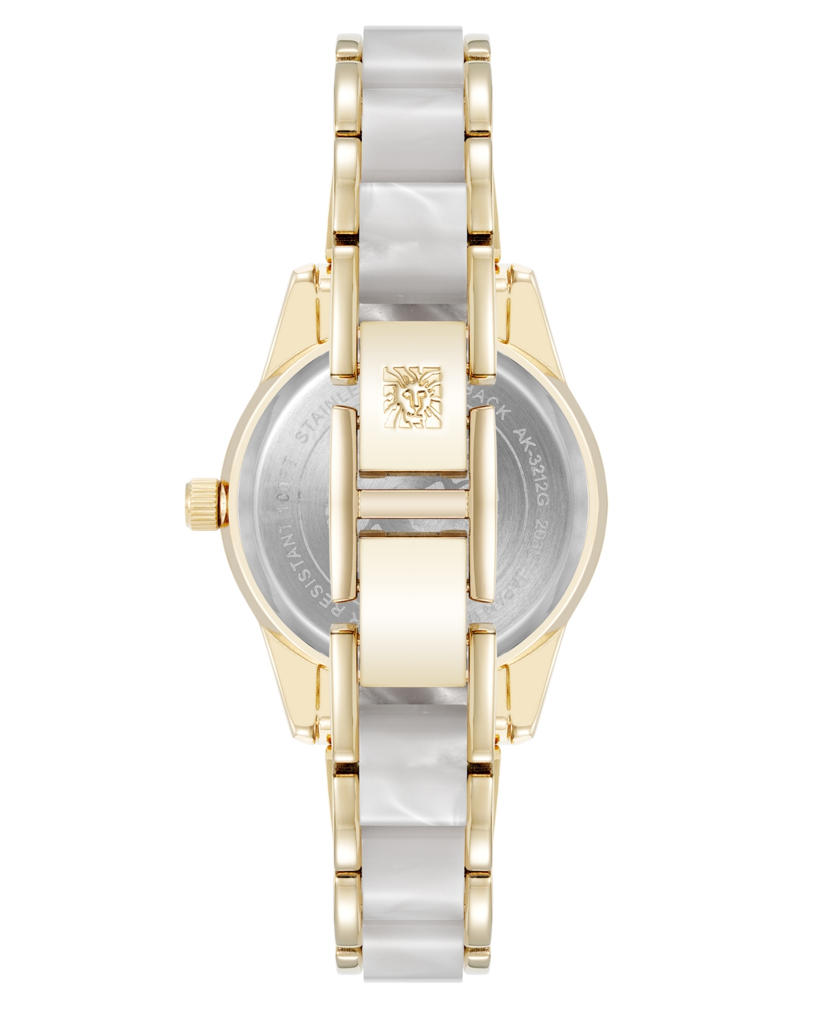 Anne Klein Women's Quartz Ivory Pearlescent Acetate And Gold-tone Metal Alloy Link Bracelet Watch, 30mm In Gold-tone,ivory