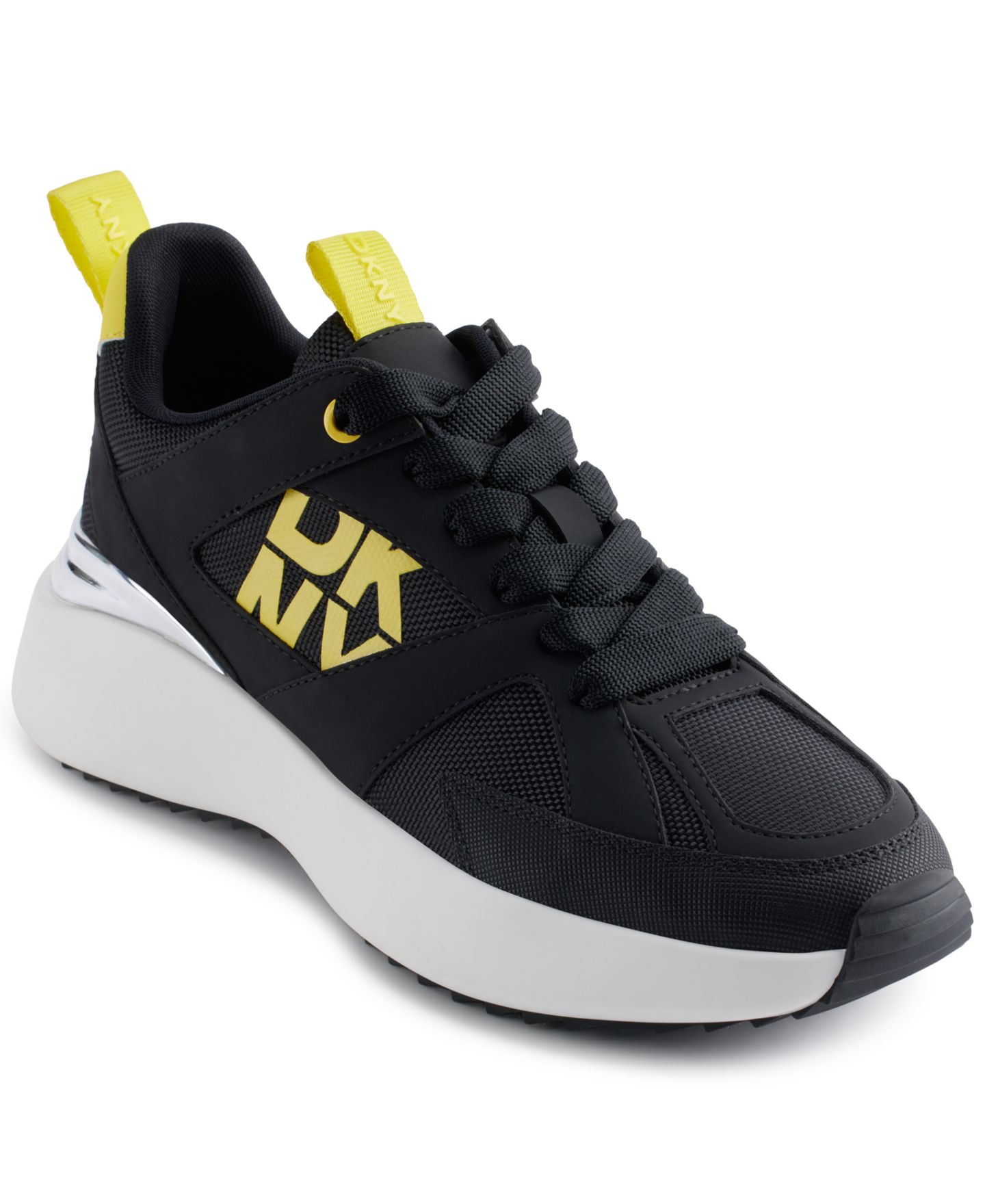 Женские кроссовки DKNY Zofi Lace-Up, цвет: Чёрный / Жёлтый — фото 1