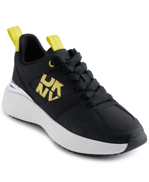 Женские кроссовки DKNY Zofi Lace-Up, цвет: Чёрный / Жёлтый