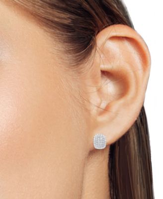 Lab Grown Diamond Cushion Cluster Stud Earrings (2 ct. t.w.) in Sterling Silver or 14k  Gold-Plated Sterling Silver