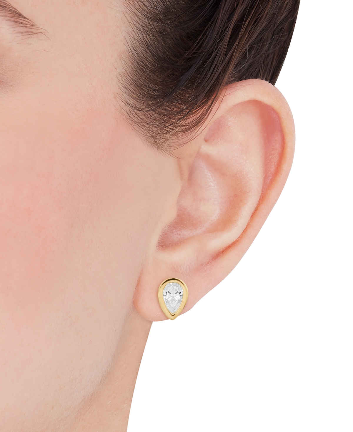Macy's Diamond Pear Bezel Stud Earrings (1/2 Ct. T.w.) In 14k Gold In Yellow Gold