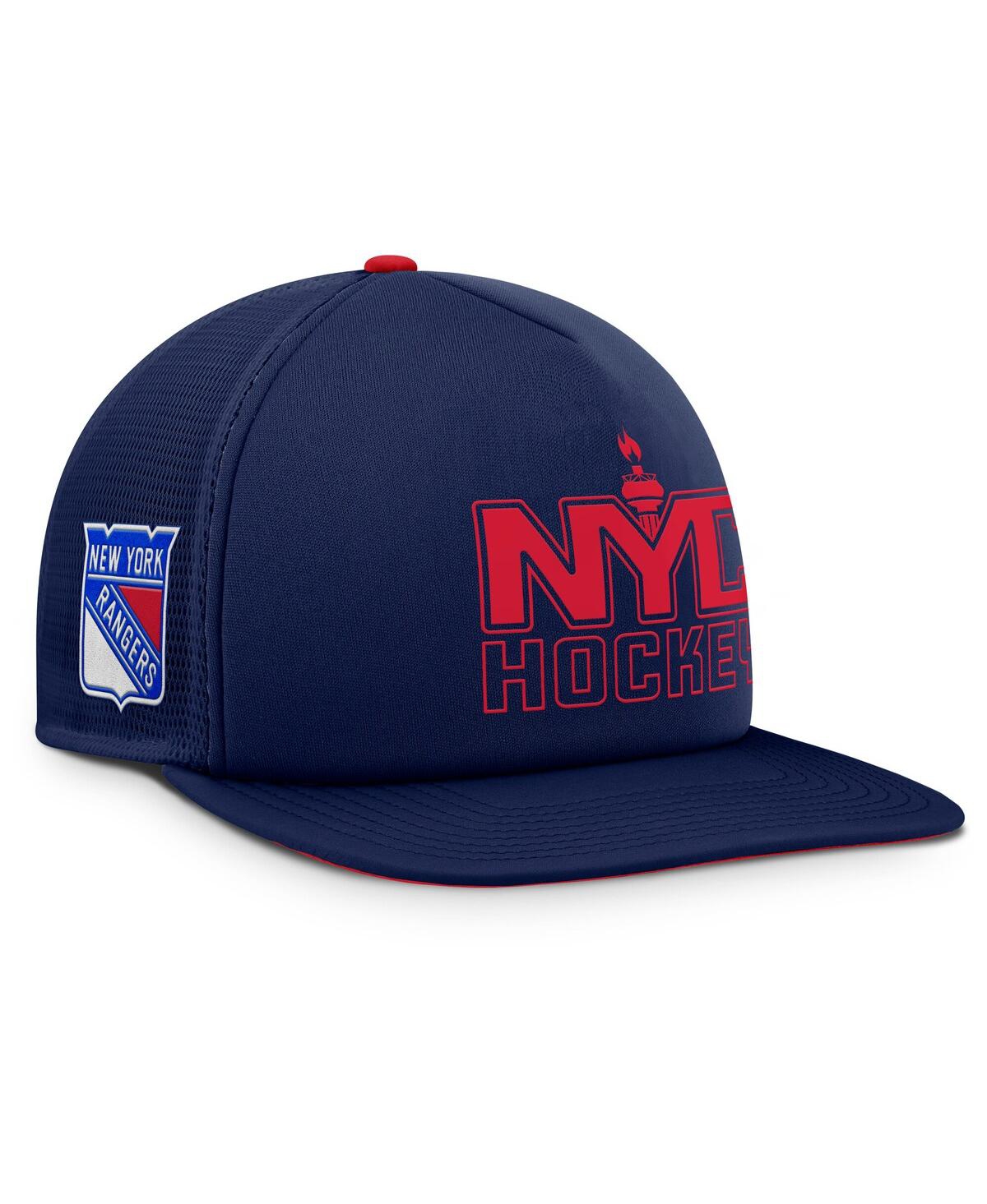 Fanatics Men's Navy/red New York Rangers Authentic Pro Hometown Rink Foam Trucker Snapback Hat