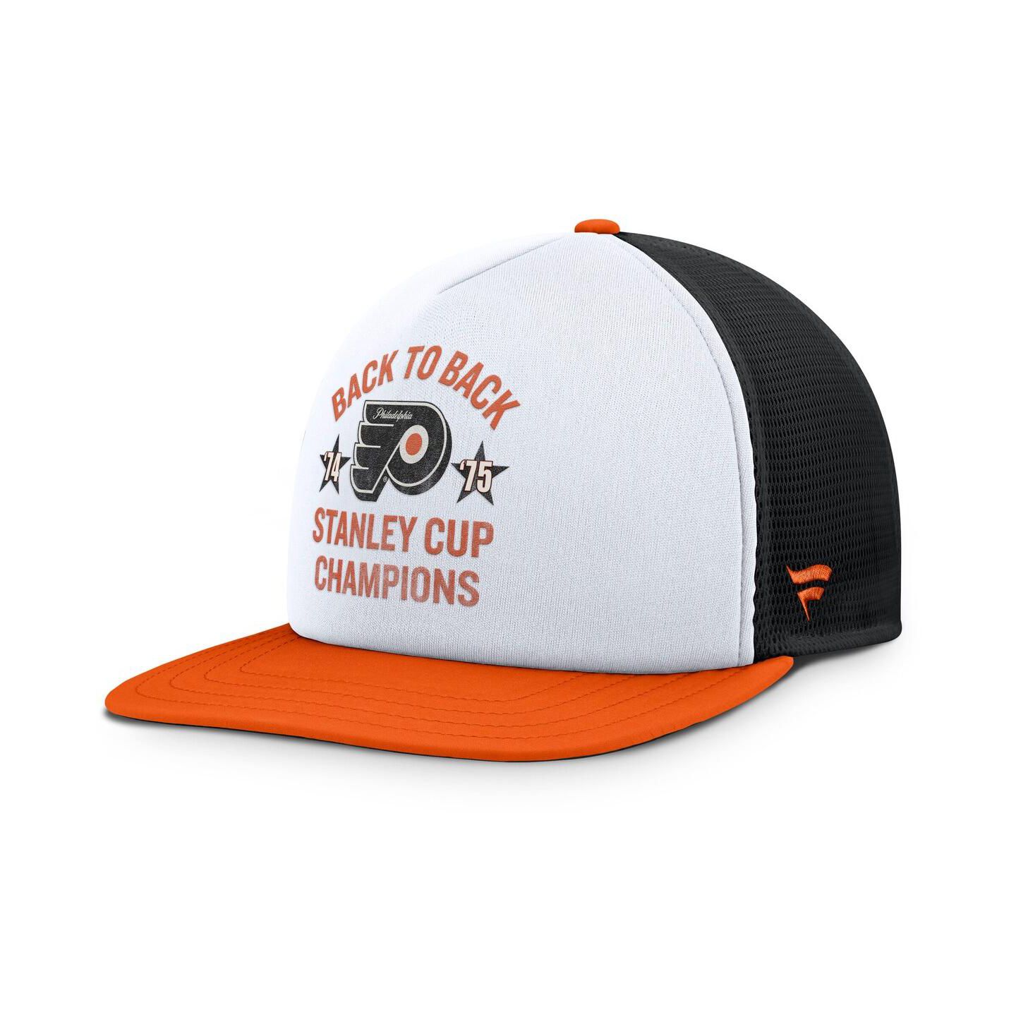 Мужская кепка Fanatics White/Orange Philadelphia Flyers Decades Collection Foam Front Snapback Hat — фото 1
