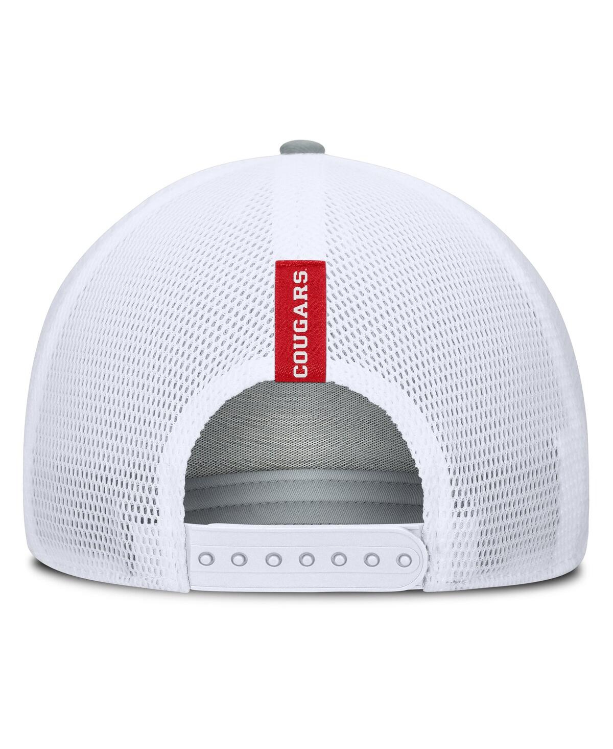 Fanatics Men's Heather Gray/red Houston Cougars Profile Trucker Adjustable Hat In Heather Gray,red