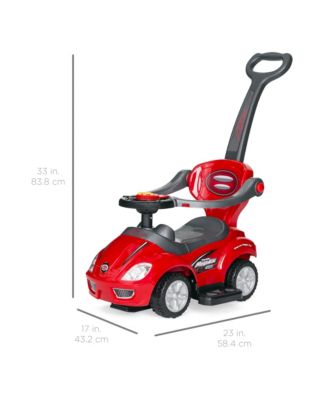 3-in-1 Kids Push and Pedal Toddler Ride On Wagon Play Toy Stroller w/ Sounds, Handle, Horn