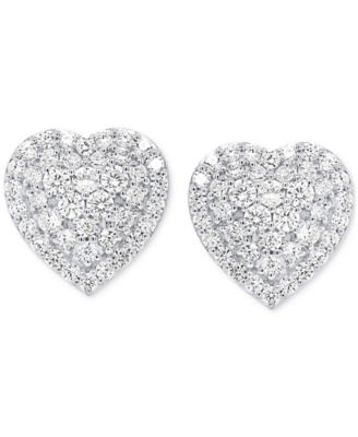 Lab Grown Diamond Heart Cluster Stud Earrings (2 ct. t.w.) in Sterling Silver or 14k Gold-Plated Sterling Silver