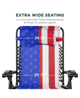 Oversized Zero Gravity Chair, Folding Outdoor Patio Recliner w/ Cup Holder