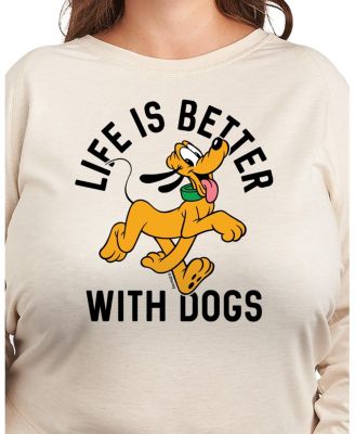 Plus Size Disney Pluto Life is Better with Dogs Graphic Pullover T-Shirt