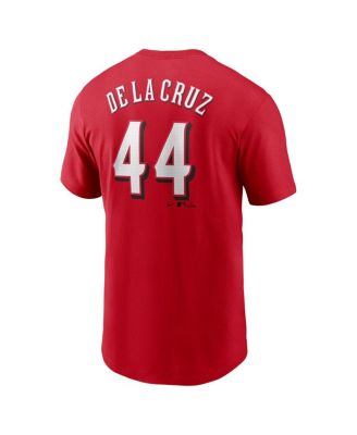 Men's Elly De La Cruz Red Cincinnati Reds Fuse Name Number T-Shirt