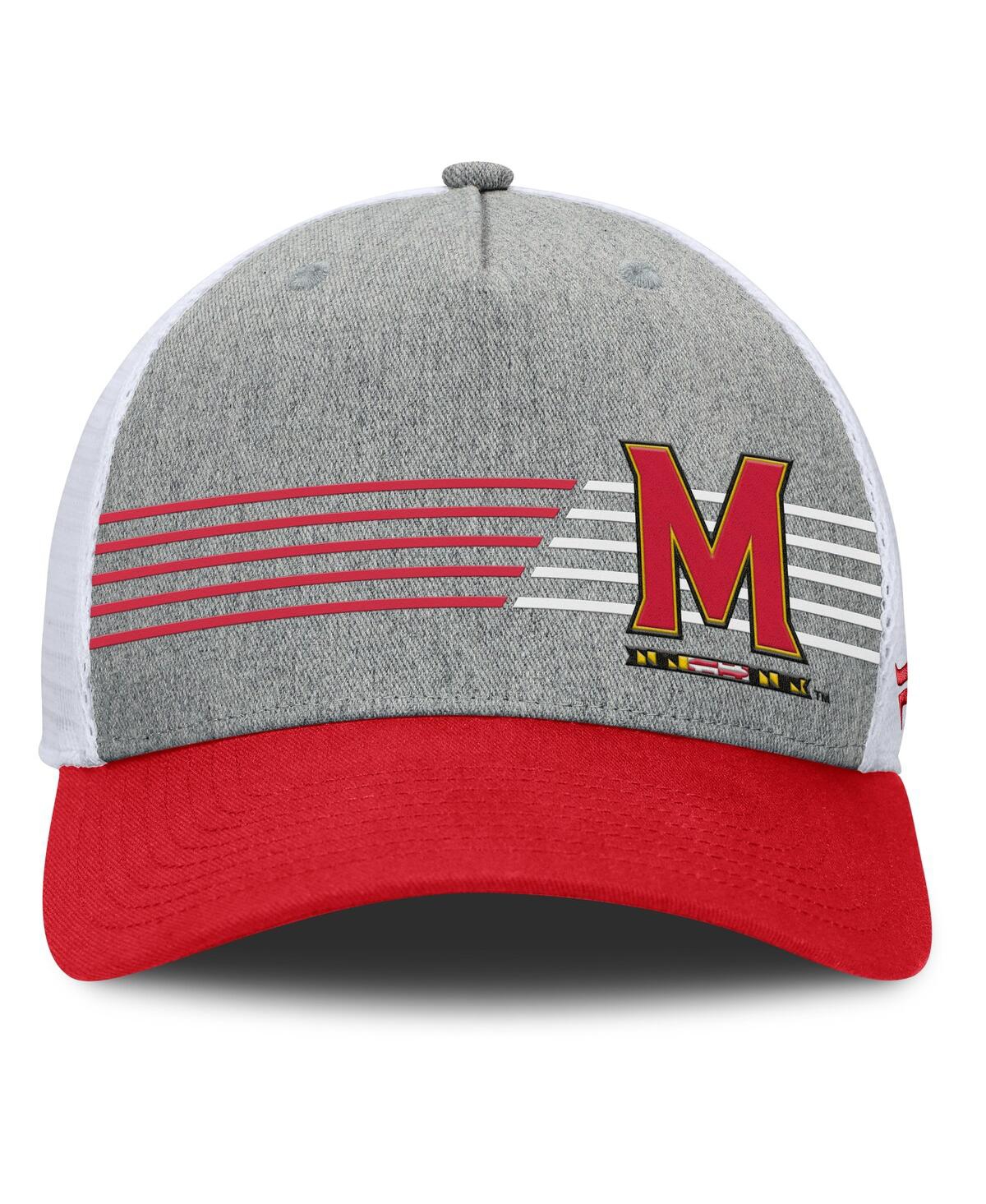 Fanatics Men's Heather Gray/red Maryland Terrapins Profile Trucker Adjustable Hat In Heather Gray,red
