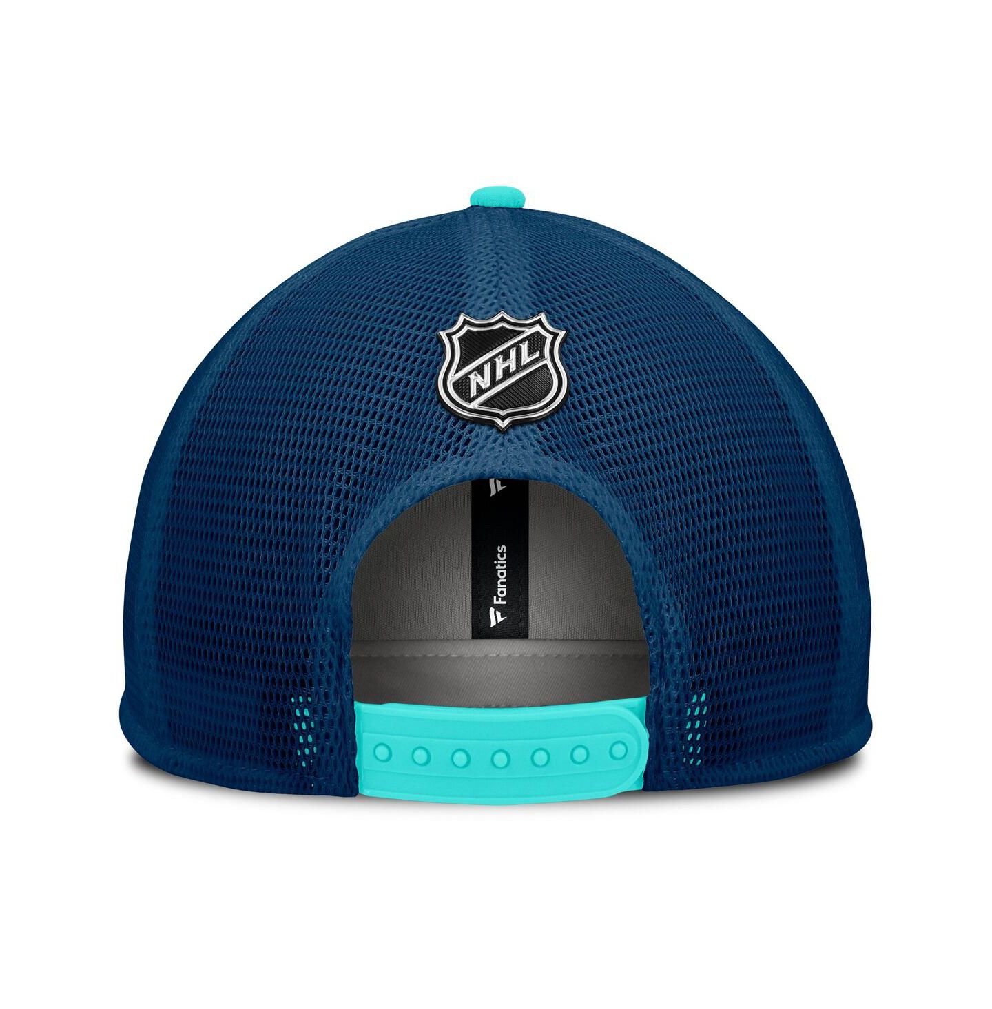 Мужская кепка Fanatics White/Deep Sea Blue Seattle Kraken Authentic Pro Hometown Rink Foam Trucker Snapback Hat — фото 3