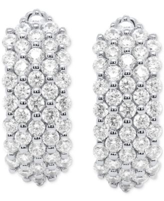 Lab Grown Diamond Cluster Small Hoop Earrings (2 ct. t.w.) in Sterling Silver or 14k Gold-Plated Sterling Silver