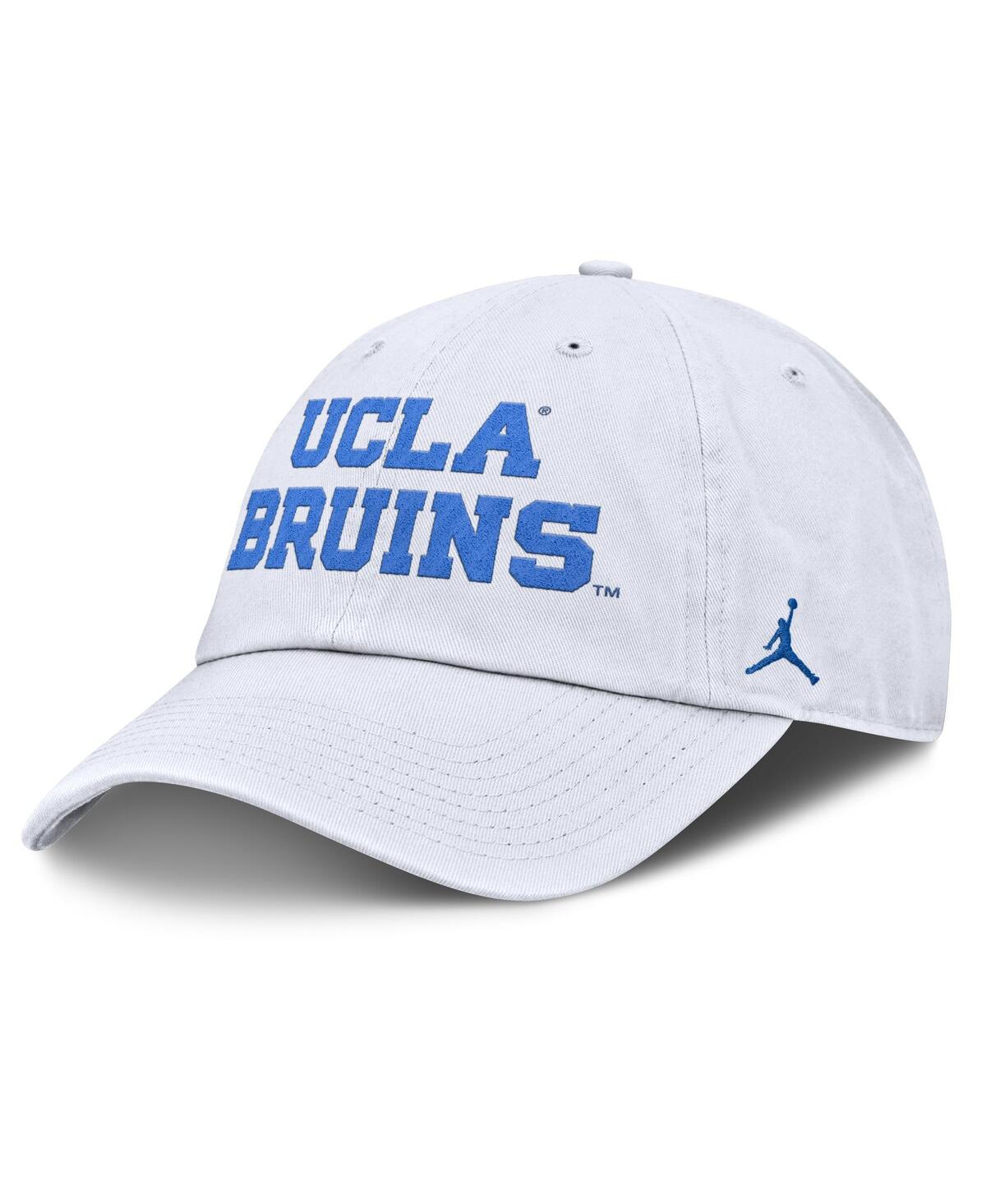 Jordan Men's White Ucla Bruins Core Club Mascot Wordmark Adjustable Hat In White