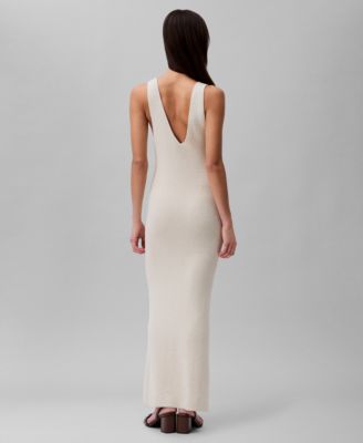 Women's Sleeveless V-Neck Rib Knit Maxi Dress
