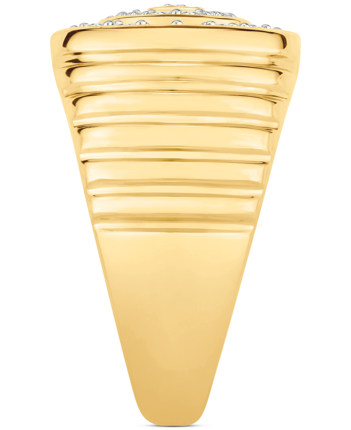 Macy's Men's Diamond Circular Cluster Oval Ring (1 Ct. T.w.) In 10k Gold In Gold