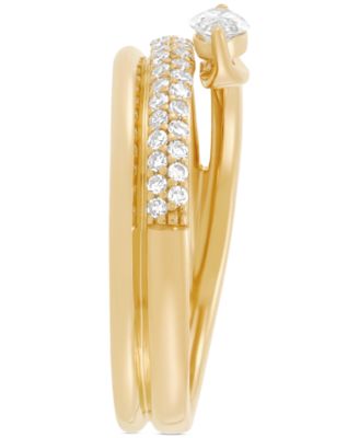 Lab Grown Diamond Marquise & Round Wrap Ring (1/2 ct. t.w.) in 14k Gold-Plated Sterling Silver