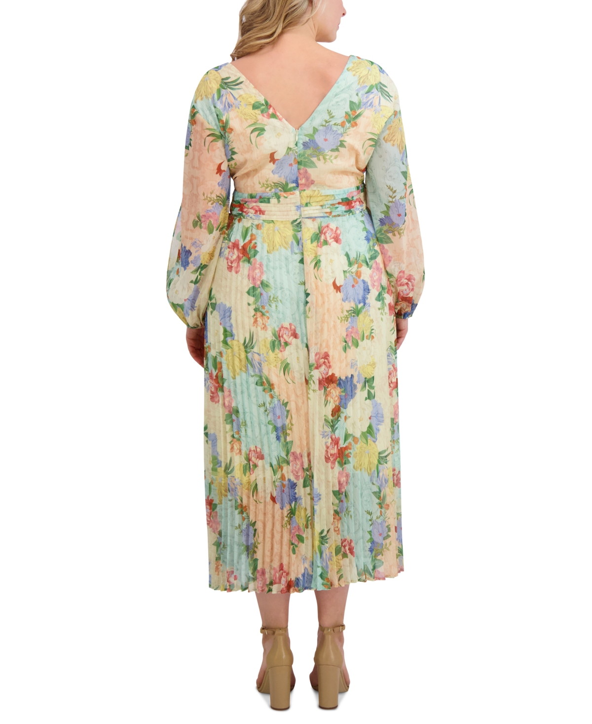 Siena Plus Size Floral-print Pleated Maxi Dress In Multi