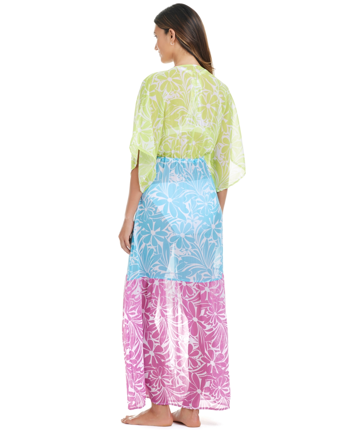 Shop Bleu By Rod Beattie Women's Sock It To Me Printed Chiffon Cover-up Maxi Dress In Multi