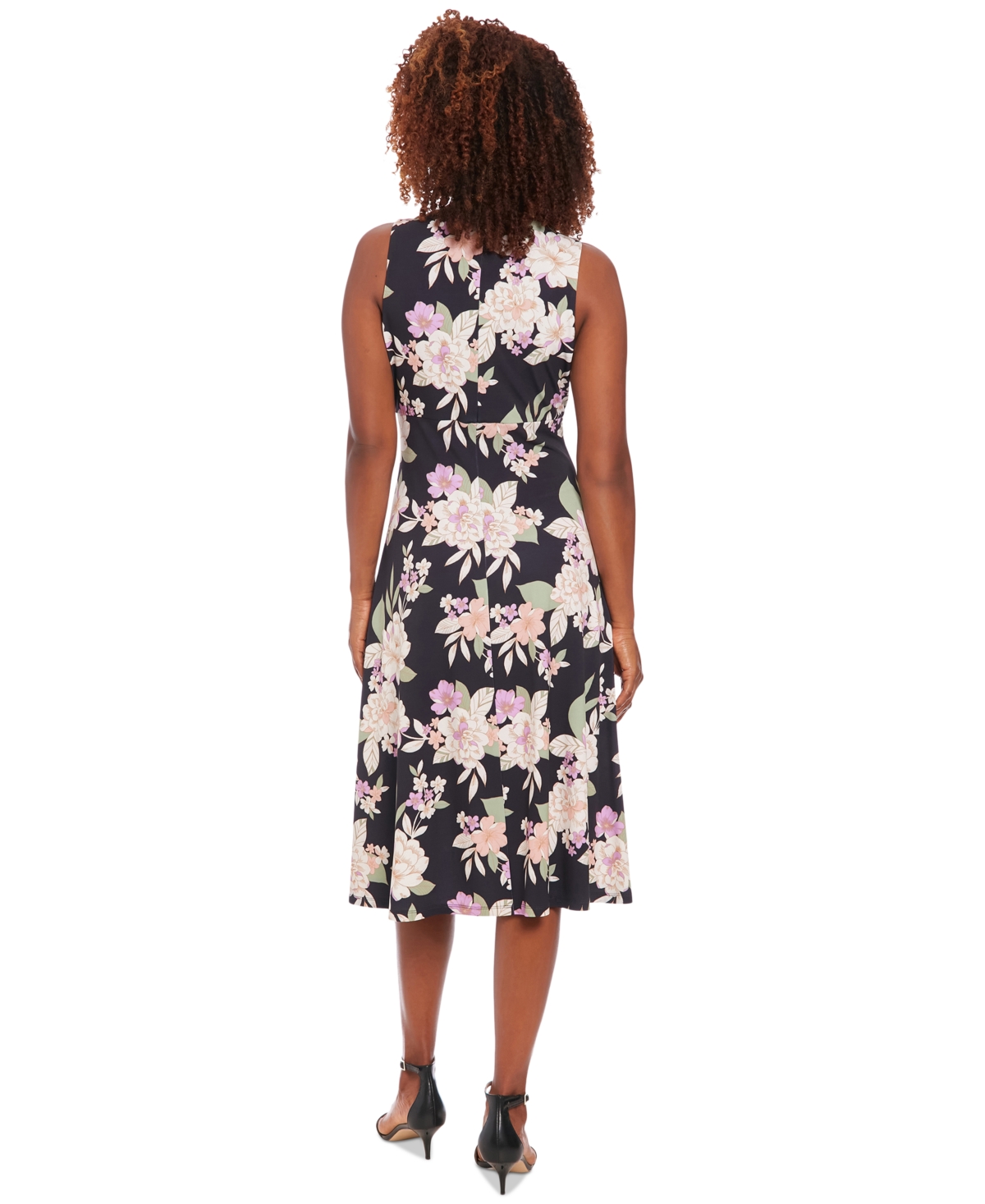 MAGGY LONDON PETITE FLORAL-PRINT A-LINE DRESS 