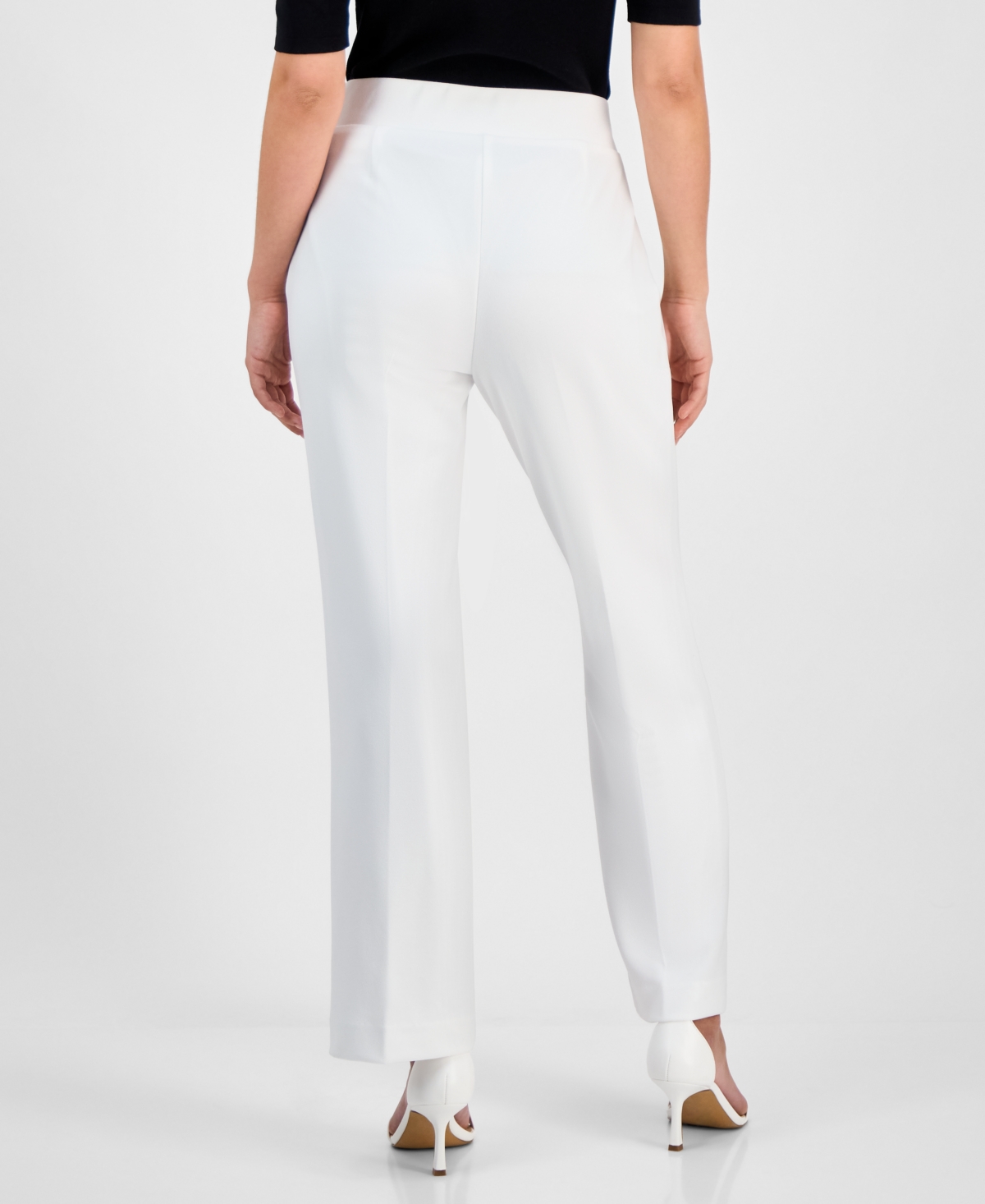 Ak Anne Klein Petite Pull-on Pants In Bright White