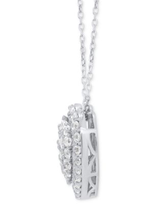Lab-Grown Diamond Cluster Heart 18" Pendant Necklace (2 ct. t.w.) in Sterling Silver or 14k Gold-Plated Sterling Silver