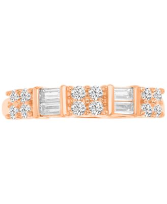 Cubic Zirconia Round & Baguette Band in Sterling Silver