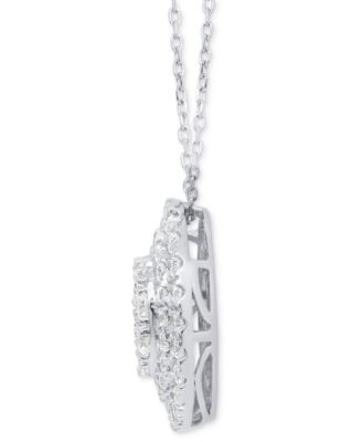 Lab Grown Diamond Double Halo Cluster 18" Pendant Necklace (2 ct. t.w.) in Sterling Silver or 14k Gold-Plated Sterling Silver