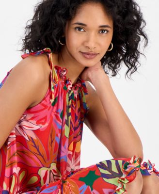 Robbie Bee Women's Floral Ruffle-Tiered Shift Dress - Macy's