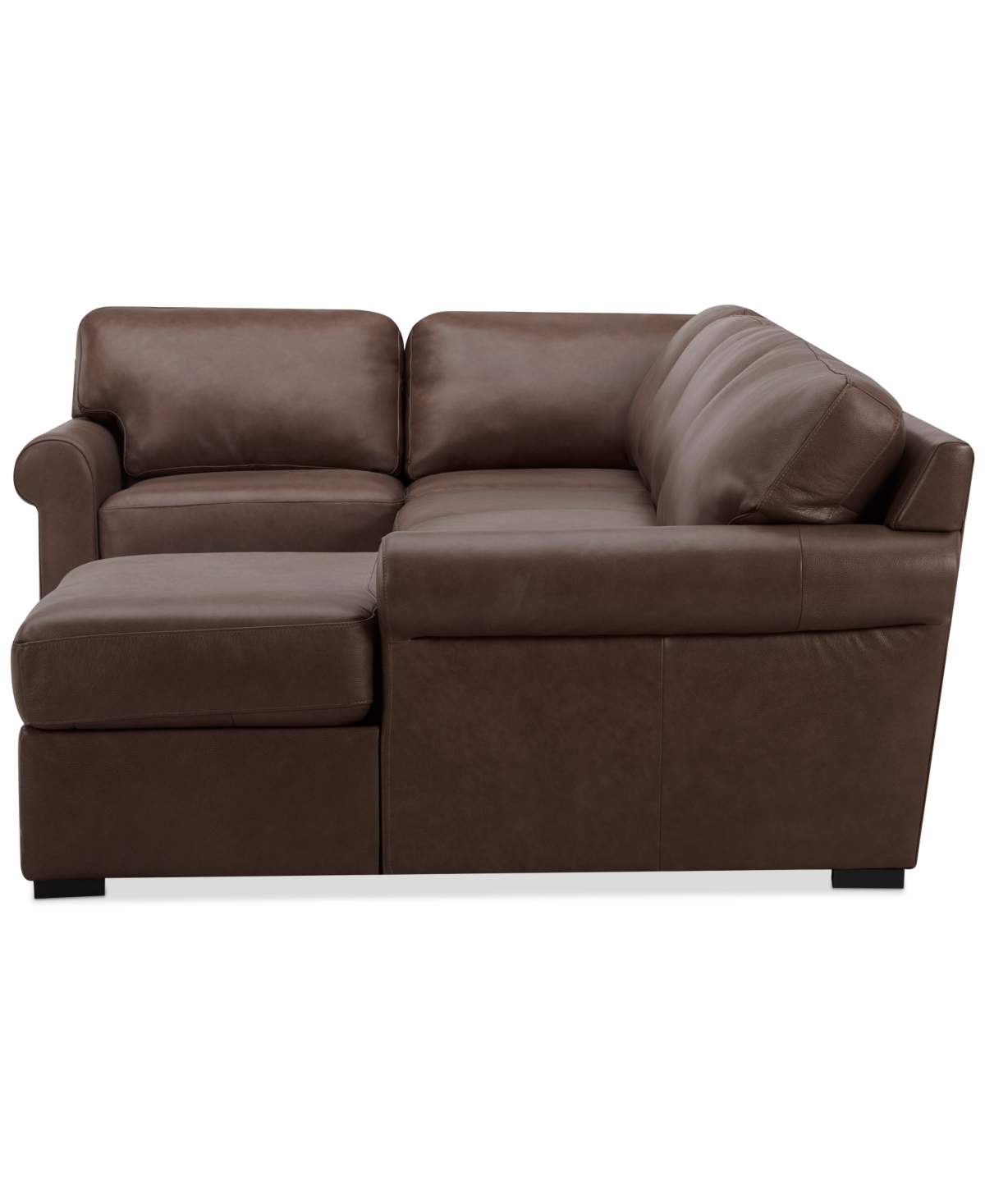 Macy's Radley Roll Arm 139" 4-pc. Leather Square Corner Chaise Sectional, Exclusively At