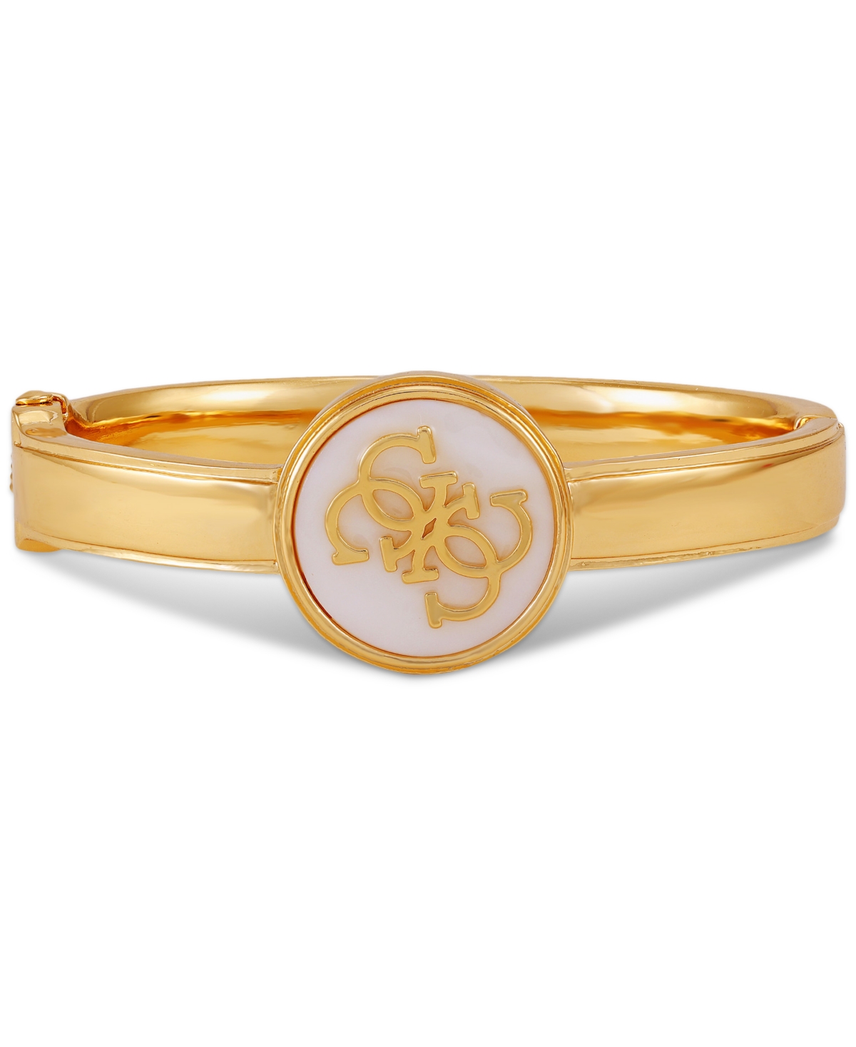 Gold-Tone Mother-of-Pearl Logo Bangle Bracelet - Gold